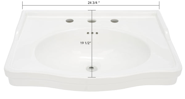Safavieh Faris 24-inch Square Bathroom Sink Basin With Three Holes - Elegant White Pedestal Design For Your Home White  Bsk5422a