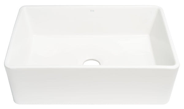 Safavieh PIRA Farmhouse Porcelain Ceramic Kitchen Sink – 30" Apron-Front, Durable, Glossy White Design Focal Point BSK6288A