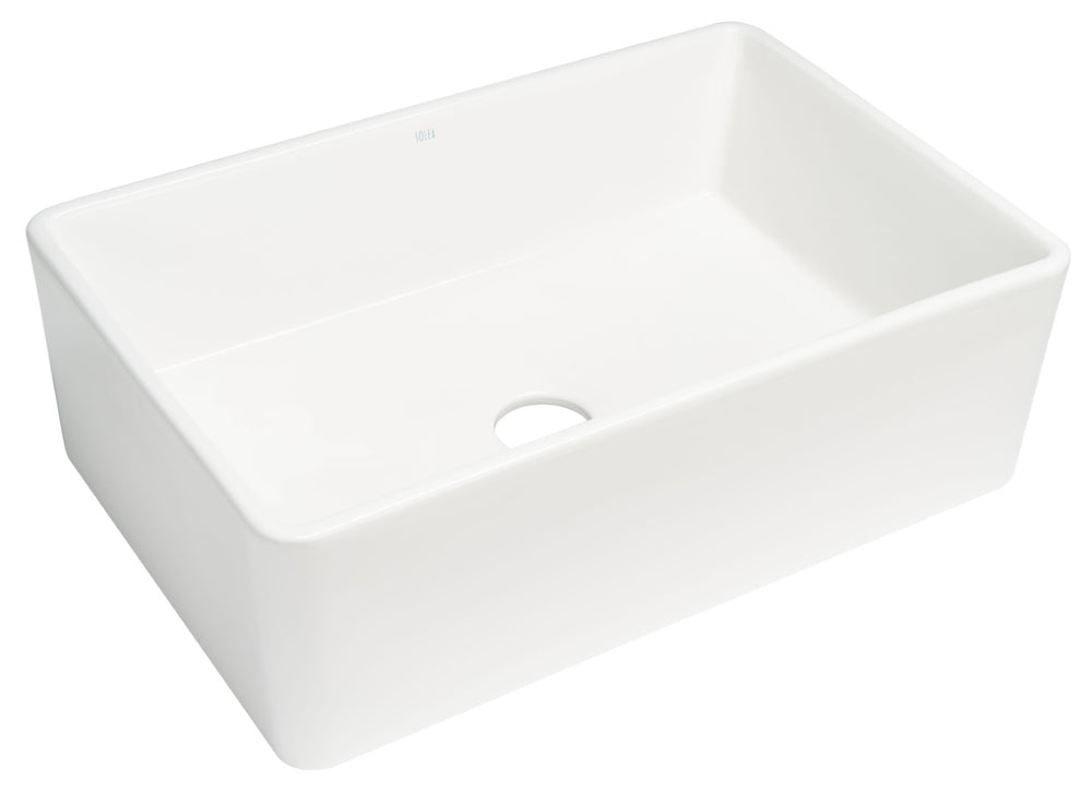Safavieh PIRA Farmhouse Porcelain Ceramic Kitchen Sink – 30" Apron-Front, Durable, Glossy White Design Focal Point BSK6288A