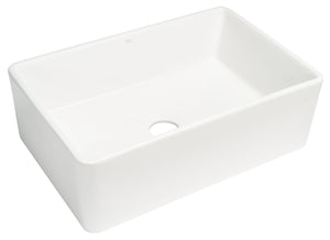 Safavieh PIRA Farmhouse Porcelain Ceramic Kitchen Sink – 30" Apron-Front, Durable, Glossy White Design Focal Point BSK6288A