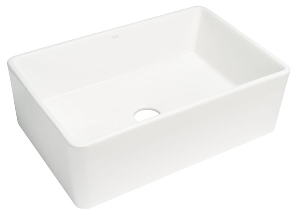Safavieh PIRA Farmhouse Porcelain Ceramic Kitchen Sink – 30" Apron-Front, Durable, Glossy White Design Focal Point BSK6288A