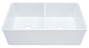 Safavieh FARMHOUSE Ceramic Double-Bowl Kitchen Sink – Classic 33" Apron-Front Design for Timeless Elegance BSK6292D