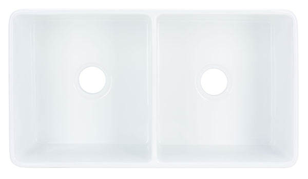 Safavieh FARMHOUSE Ceramic Double-Bowl Kitchen Sink – Classic 33" Apron-Front Design for Timeless Elegance BSK6292D