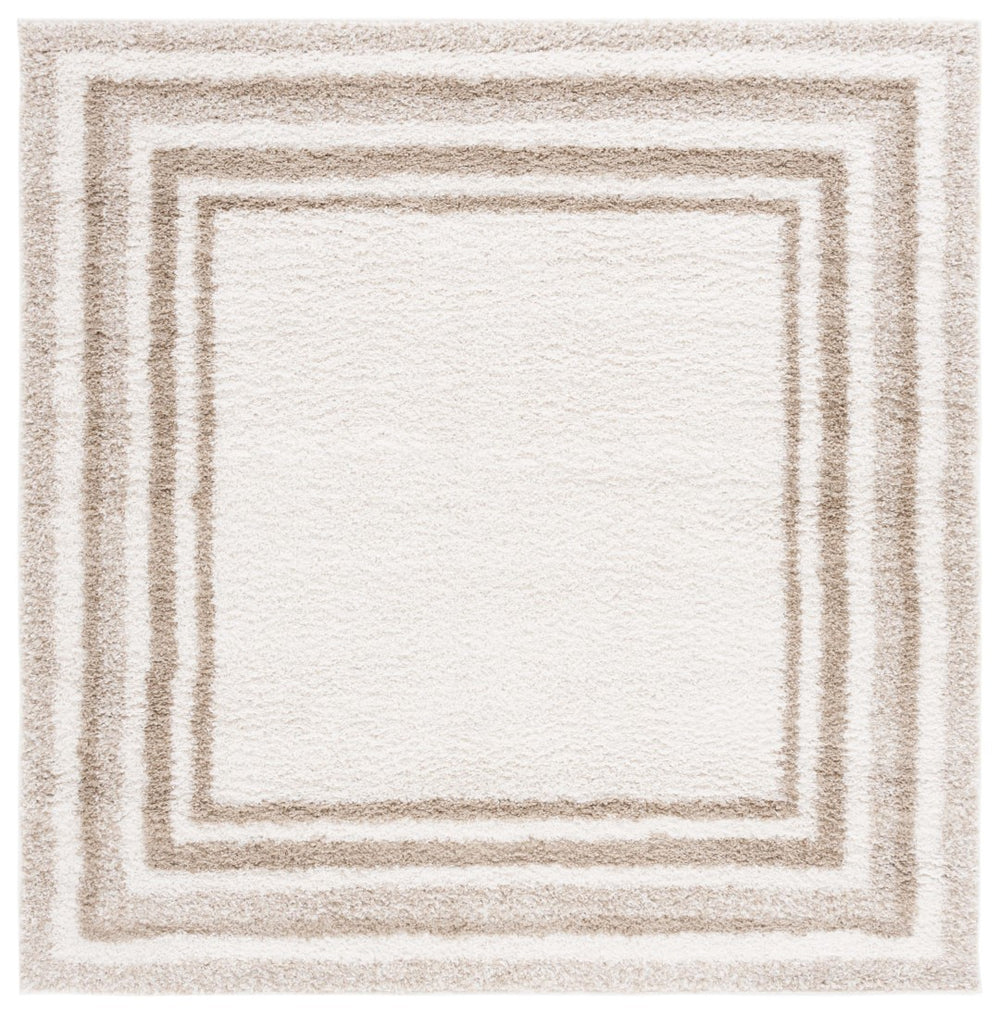 Safavieh Border & Stripe Shag 251 Power Loomed Transitional Rug IIX Ivory / Beige BSP251A-5
