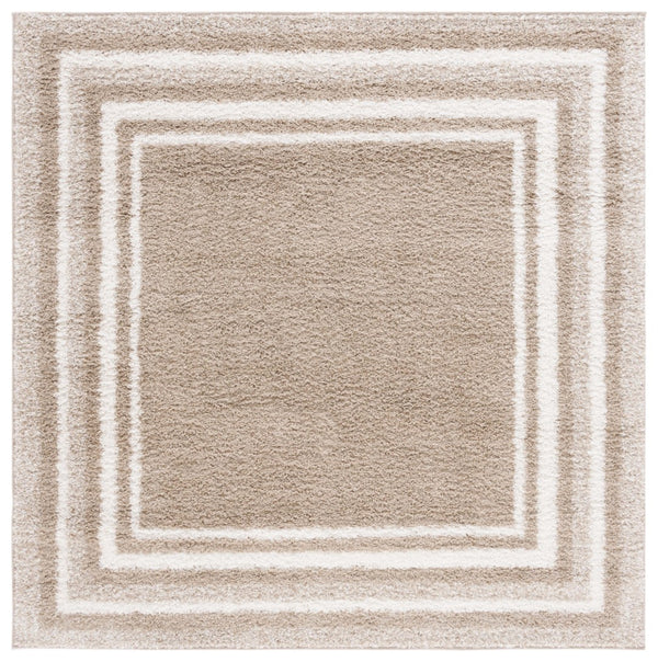 Safavieh Border & Stripe Shag 251 Power Loomed Transitional Rug IIX Beige / Ivory BSP251B-5