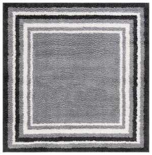 Safavieh Border & Stripe Shag 251 Power Loomed Transitional Rug IIX Grey / Black BSP251H-5