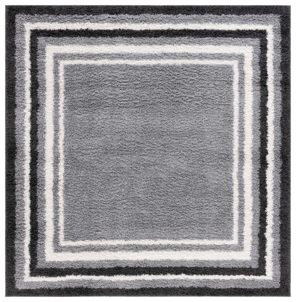 Safavieh Border & Stripe Shag 251 Power Loomed Transitional Rug IIX Grey / Black BSP251H-5