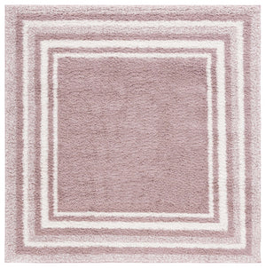 Safavieh Border & Stripe Shag 251 Power Loomed Transitional Rug IIX Pink / Ivory BSP251U-5