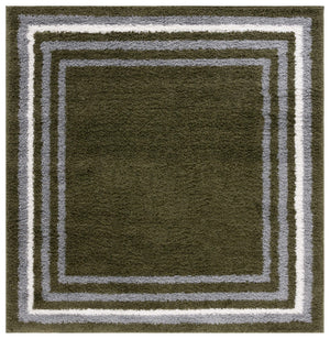 Safavieh Border & Stripe Shag 251 Power Loomed 59.5% Pile Polypropylene, 27.5% Jute, 5% Polyester Textruside, 8% Latex Transitional Rug Green BSP251Y-9