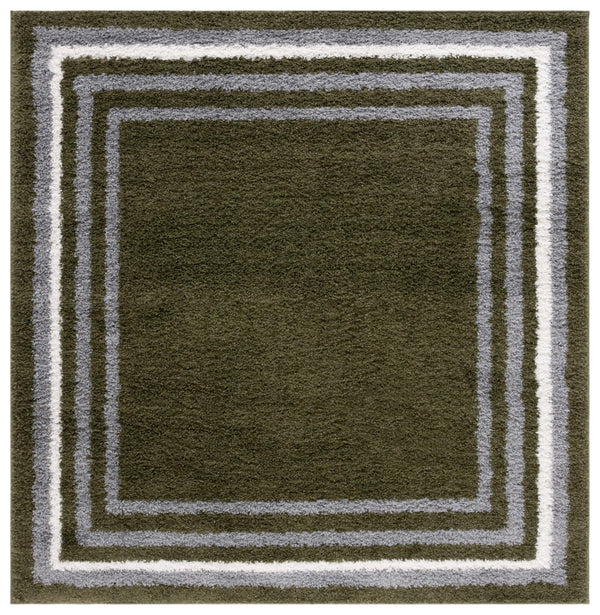 Safavieh Border & Stripe Shag 251 Power Loomed 59.5% Pile Polypropylene, 27.5% Jute, 5% Polyester Textruside, 8% Latex Transitional Rug Green BSP251Y-9