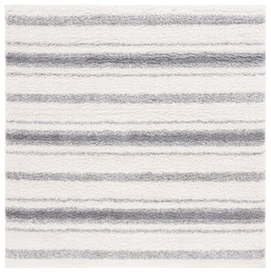 Safavieh Border & Stripe Shag 252 Power Loomed 59.5% Pile Polypropylene, 27.5% Jute, 5% Polyester Textruside, 8% Latex Transitional Rug Ivory / Grey BSP252A-9