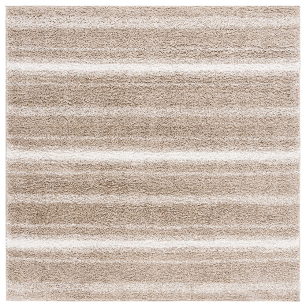 Safavieh Border & Stripe Shag 252 Power Loomed 59.5% Pile Polypropylene, 27.5% Jute, 5% Polyester Textruside, 8% Latex Transitional Rug Ivory / Grey BSP252A-9