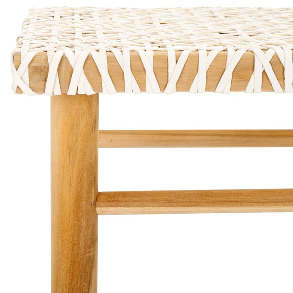 Safavieh Kaleo Woven Leather Barstool - Artisanal Design Meets Comfort For Modern And Rustic Interiors Natural / White BST1004B