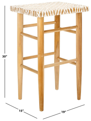 Safavieh Kaleo Woven Leather Barstool - Artisanal Design Meets Comfort For Modern And Rustic Interiors Natural / White BST1004B