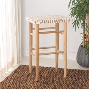 Safavieh Kaleo Woven Leather Barstool - Artisanal Design Meets Comfort For Modern And Rustic Interiors Natural / White BST1004B