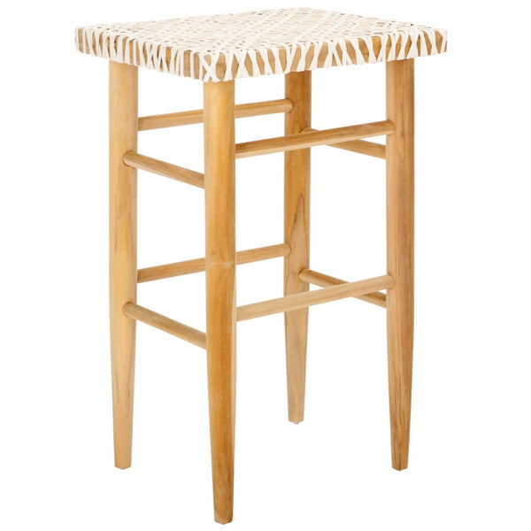 Safavieh Kaleo Woven Leather Barstool - Artisanal Design Meets Comfort For Modern And Rustic Interiors Natural / White BST1004B