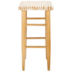 Safavieh Kaleo Woven Leather Barstool - Artisanal Design Meets Comfort For Modern And Rustic Interiors Natural / White BST1004B