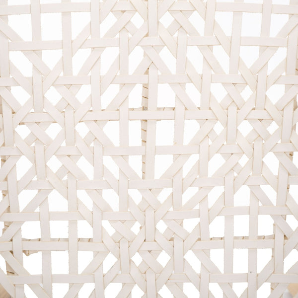 Safavieh Bandelier Bar Stool - Contemporary Teak Frame With Woven White Leather For Elegant Kitchen Seating BST1005A