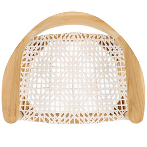 Safavieh Bandelier Bar Stool - Contemporary Teak Frame With Woven White Leather For Elegant Kitchen Seating BST1005A