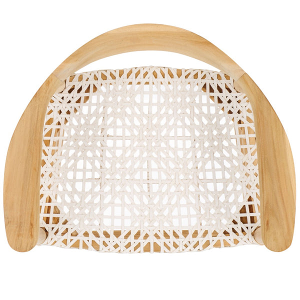 Safavieh Bandelier Bar Stool - Contemporary Teak Frame With Woven White Leather For Elegant Kitchen Seating BST1005A
