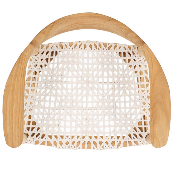 Safavieh Bandelier Counter Stool - Stylish Teak Frame & Woven White Leather Seat For Modern Dining Spaces BST1006A