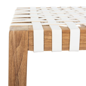 Safavieh Capri Counter Stool - Coastal-Inspired Teak Wood Design With Contemporary Leather Bands For Style Natural Teak / White Leather BST1009A