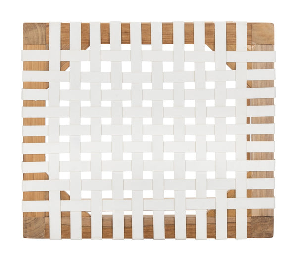 Safavieh Capri Counter Stool - Coastal-Inspired Teak Wood Design With Contemporary Leather Bands For Style Natural Teak / White Leather BST1009A