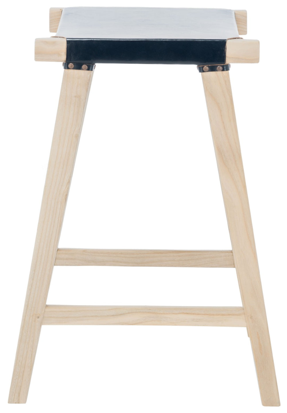 Safavieh Aariz Rectangle Counter Stool - Modern Design With Sleek Leather Seat For Stylish Kitchen Seating Black / Natural BST1011A