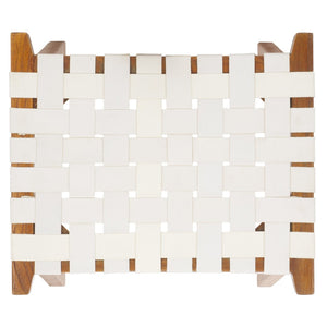 Safavieh Abreu Coastal-Inspired Rectangle Barstool With Woven Leather Seat And Natural Wood Frame For Style White/Natural BST1012D