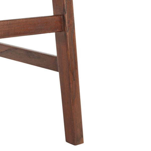 Safavieh Abreu Coastal-Inspired Rectangle Barstool With Woven Leather Seat And Natural Wood Frame For Style Cognac / Walnut BST1012H