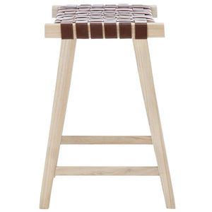Safavieh Abreu Rectangle Counter Stool - Coastal Chic Design With Woven Leather Seat And Durable Wood Frame Cognac / Light Natural BST1013C