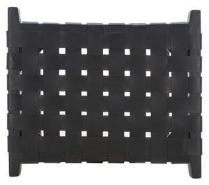 Safavieh Abreu Rectangle Counter Stool - Coastal Chic Design With Woven Leather Seat And Durable Wood Frame Black BST1013G