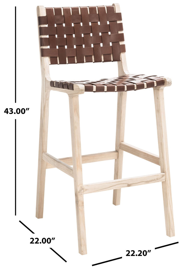 Safavieh Adah Bar Stool - Coastal Charm Meets Contemporary Design For Stylish Kitchen And Dining Spaces Cognac / Natural Unfinished BST1014A
