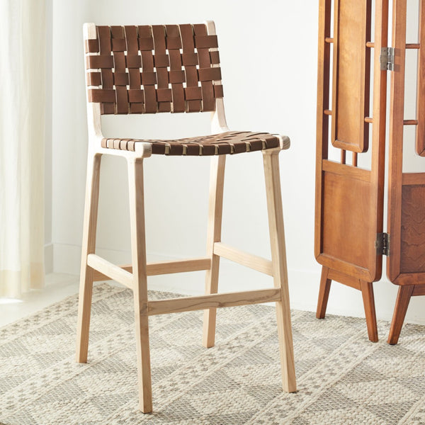 Safavieh Adah Bar Stool - Coastal Charm Meets Contemporary Design For Stylish Kitchen And Dining Spaces Cognac / Natural Unfinished BST1014A