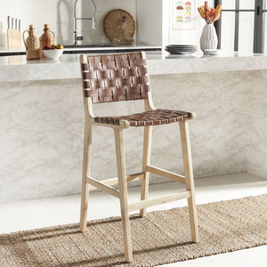 Safavieh Adah Bar Stool - Coastal Charm Meets Contemporary Design For Stylish Kitchen And Dining Spaces Cognac / Natural Unfinished BST1014A