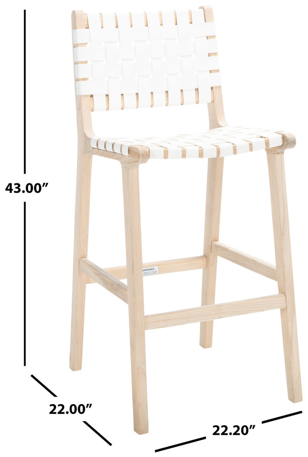 Safavieh Adah Bar Stool - Coastal Charm Meets Contemporary Design For Stylish Kitchen And Dining Spaces White / Natural Unfinished BST1014B