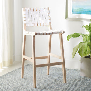 Safavieh Adah Bar Stool - Coastal Charm Meets Contemporary Design For Stylish Kitchen And Dining Spaces White / Natural Unfinished BST1014B