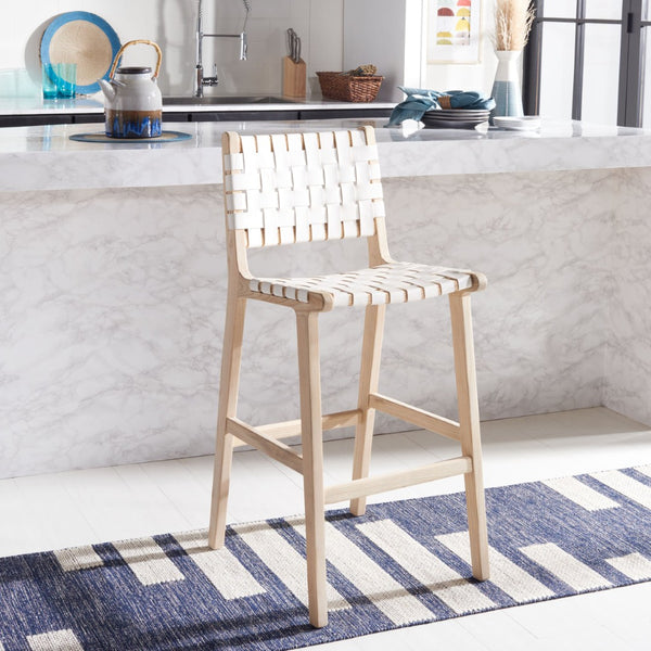 Safavieh Adah Bar Stool - Coastal Charm Meets Contemporary Design For Stylish Kitchen And Dining Spaces White / Natural Unfinished BST1014B