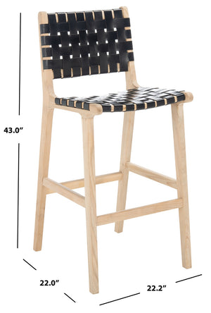 Safavieh Adah Bar Stool - Coastal Charm Meets Contemporary Design For Stylish Kitchen And Dining Spaces Black / Natural Unfinished BST1014C