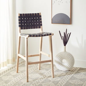 Safavieh Adah Bar Stool - Coastal Charm Meets Contemporary Design For Stylish Kitchen And Dining Spaces Black / Natural Unfinished BST1014C