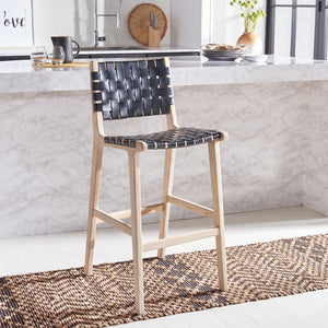 Safavieh Adah Bar Stool - Coastal Charm Meets Contemporary Design For Stylish Kitchen And Dining Spaces Black / Natural Unfinished BST1014C