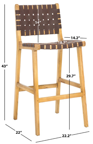 Safavieh Adah Bar Stool - Coastal Charm Meets Contemporary Design For Stylish Kitchen And Dining Spaces Cognac / Natural BST1014D