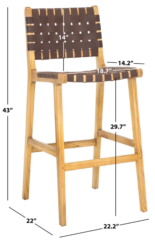 Safavieh Adah Bar Stool - Coastal Charm Meets Contemporary Design For Stylish Kitchen And Dining Spaces Cognac / Natural BST1014D
