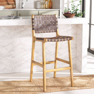 Safavieh Adah Bar Stool - Coastal Charm Meets Contemporary Design For Stylish Kitchen And Dining Spaces Cognac / Natural BST1014D