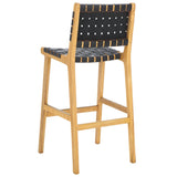 Safavieh Adah Leather Bar Stool Black / Natural BST1014F