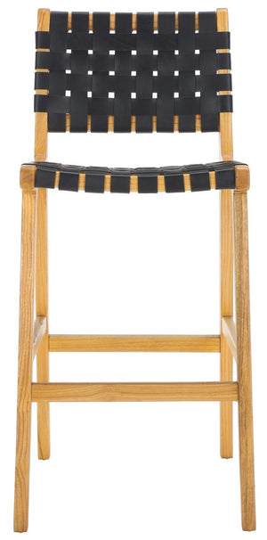 Safavieh Adah Leather Bar Stool Black / Natural BST1014F