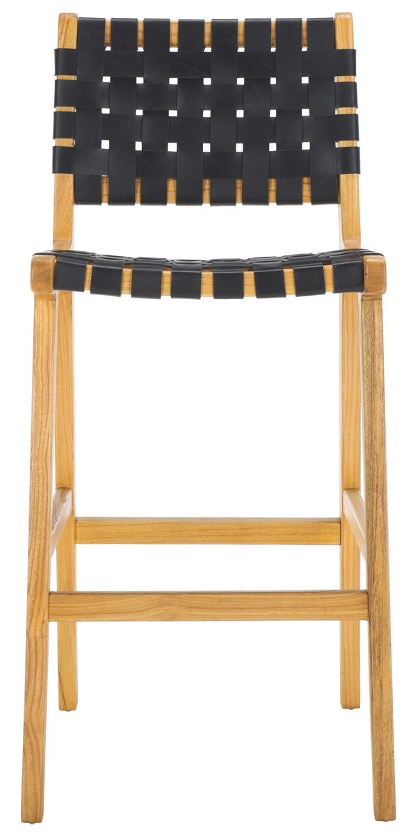 Safavieh Adah Leather Bar Stool Black / Natural BST1014F