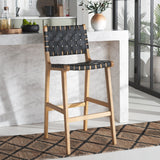 Safavieh Adah Leather Bar Stool Black / Natural BST1014F