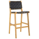 Safavieh Adah Leather Bar Stool Black / Natural BST1014F