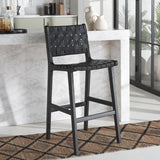 Safavieh Adah Leather Bar Stool Black BST1014G